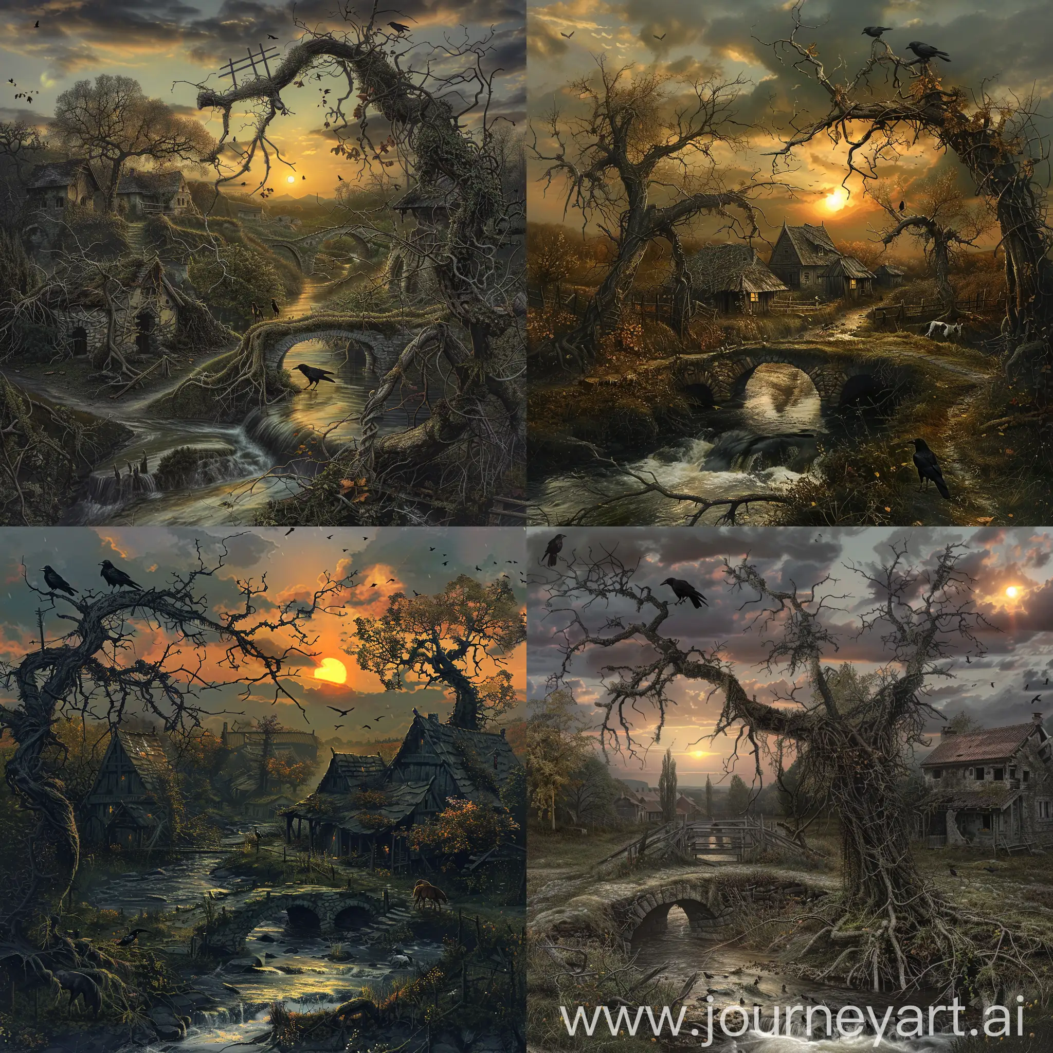 Twilight-Scenery-with-Withered-Vines-and-Dusk-Crows