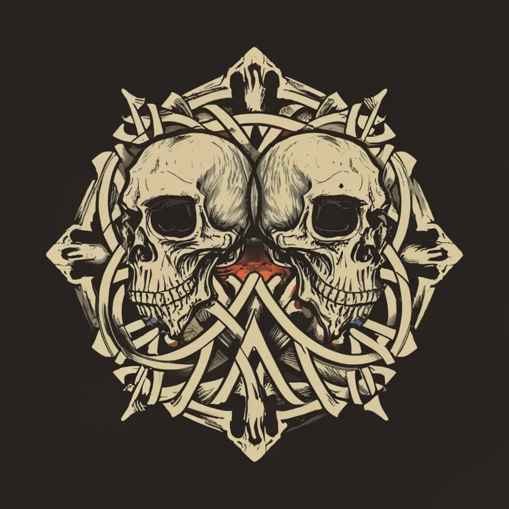 LOGO-Design-for-Dressed-In-Decay-Conjoined-Skulls-and-Sacred-Geometry-Symbolism-with-a-Clear-and-Moderate-Background