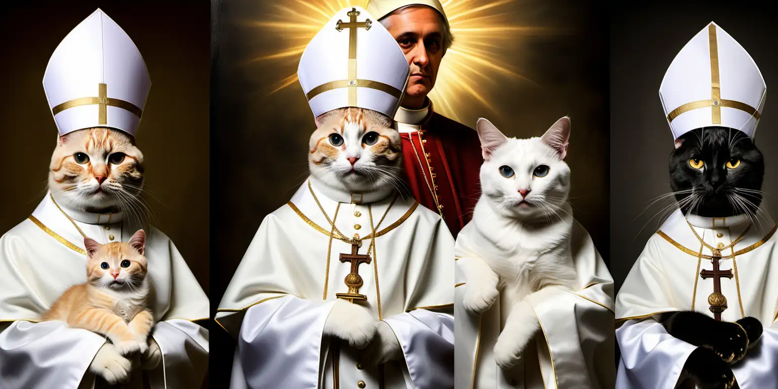 very realistic picture of cats as a highest priests of Vatican