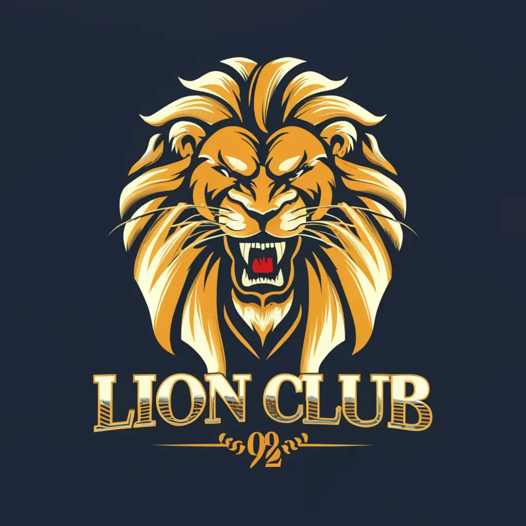 a logo design, with the text "LION CLUB", main symbol: A fierceful lion roaring, Moderate, to be used in design industry, clear background