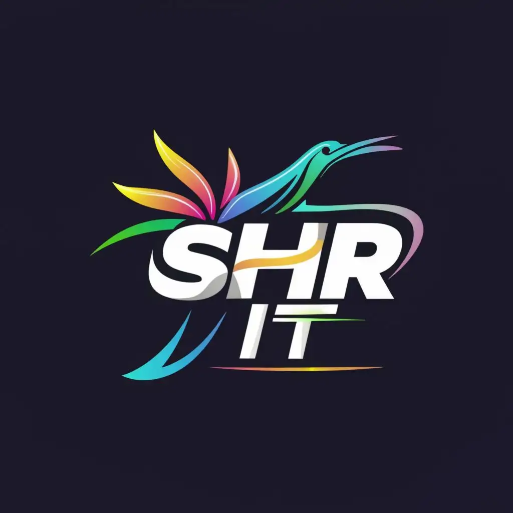 logo, bird of paradise, typography "shr it", gradient, with the text "SHR IT", typography, be used in Technology industry