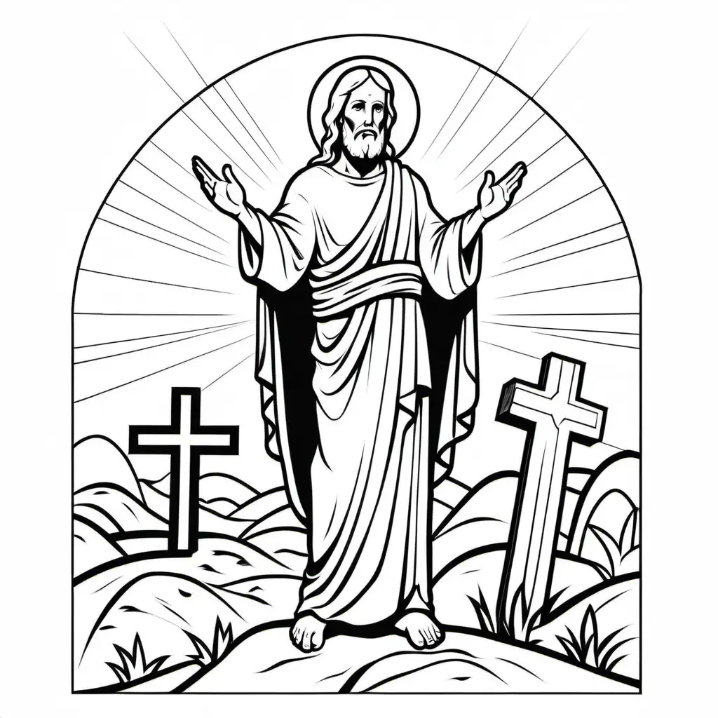 coloring image for kids, solid thick line, resurrection, no background