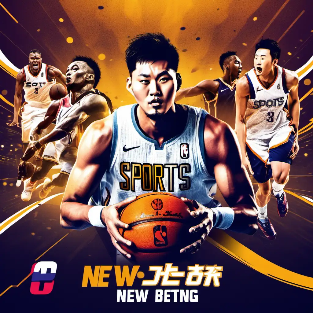 make me a media poster announcing the launch of a new and exciting sports betting platform. use NBA superstar. market of end users is south korea. combine traditional south korean art with modern finish.