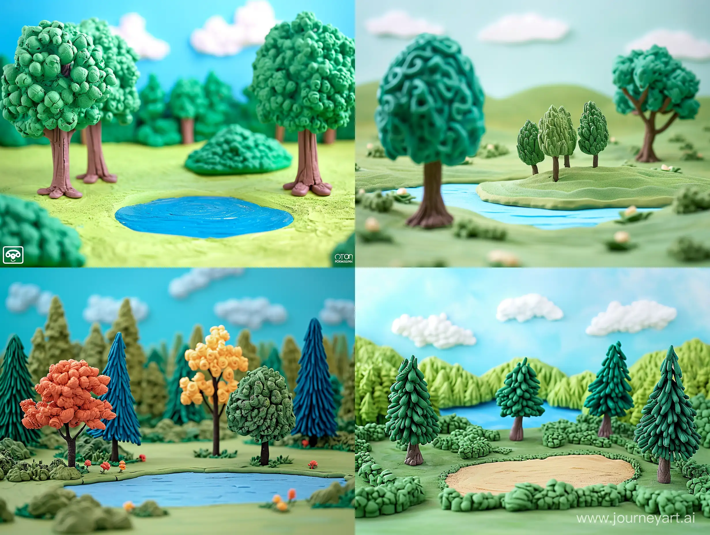 Vibrant-Plasticine-Park-Landscape-with-Colorful-Trees