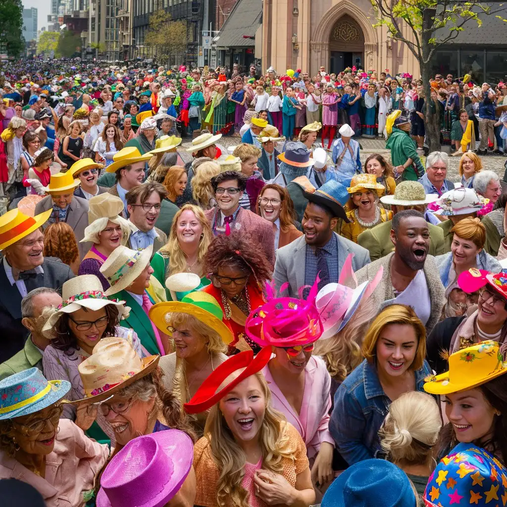 Easter Celebration with Colorful Hats on Fifth Avenue New York