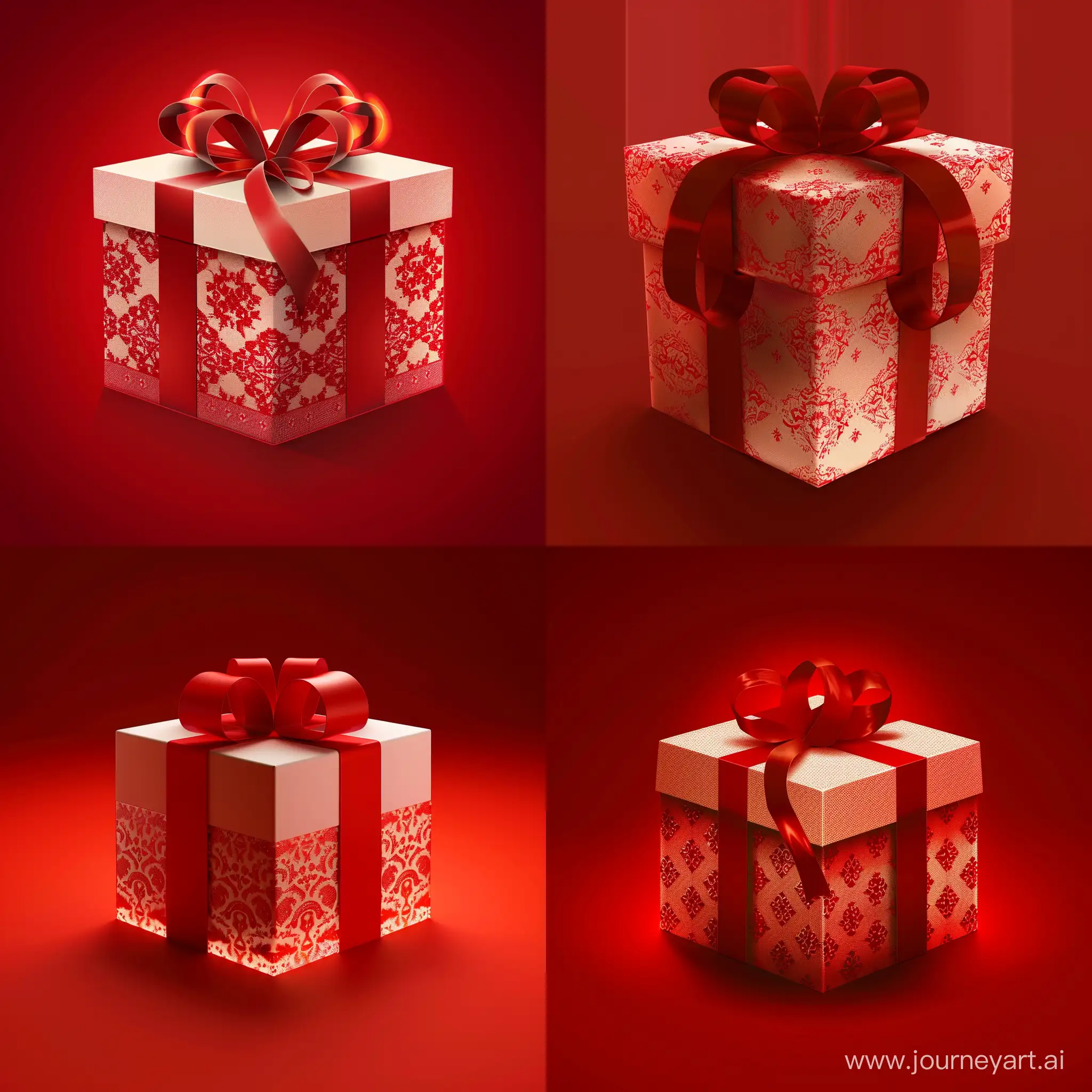 Elegant-ThreeDimensional-Gift-Box-with-Red-Ribbon-and-Iranian-Patterns