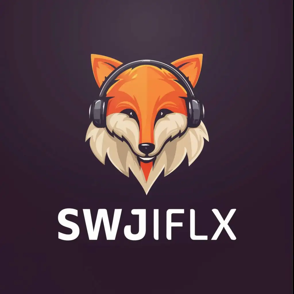 a logo design,with the text "swajiflix", main symbol:fox with headset,Moderate,be used in Entertainment industry,clear background