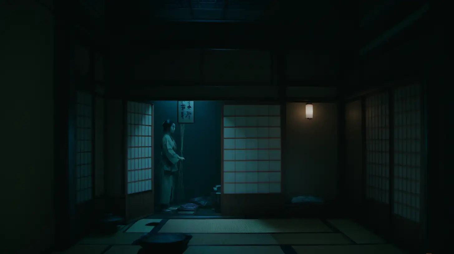Cinematic JapanInspired Broken Down Alley Corner with Dim Lighting