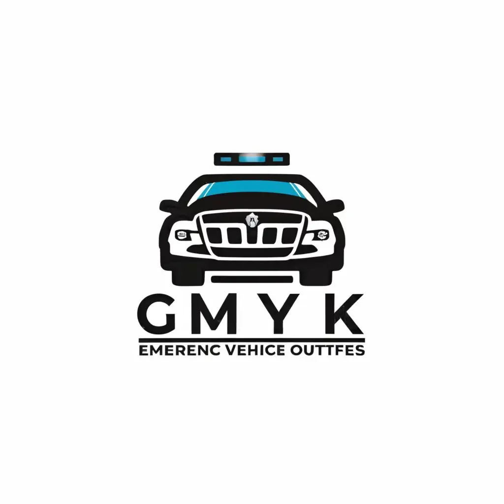 a logo design,with the text "GMYK EMERGENCY VEHICLE OUTFITTERS", main symbol:POLICE,Moderate,be used in Automotive industry,clear background
