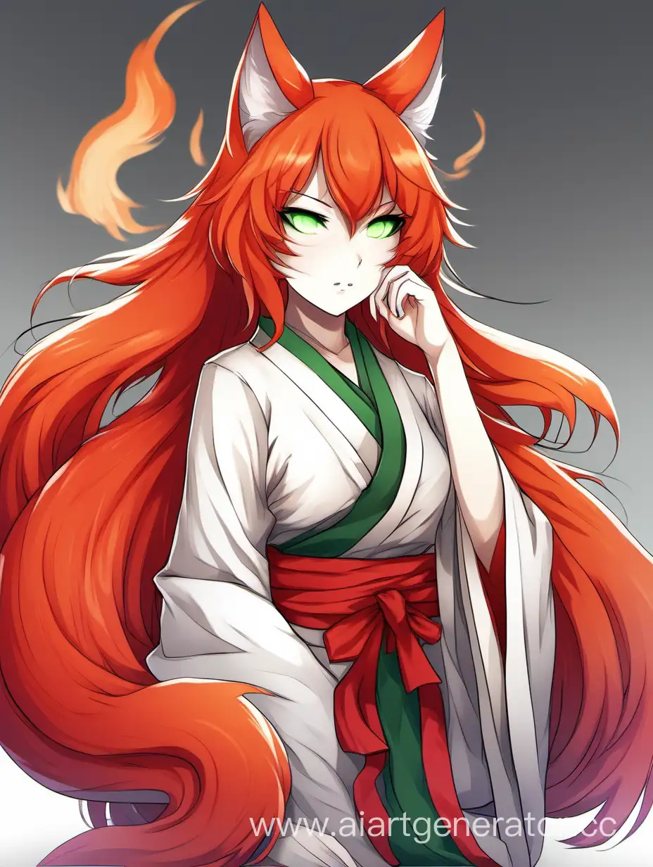 FieryRed-Kitsune-Woman-with-Green-Eyes-Mythical-Creature-Portrait