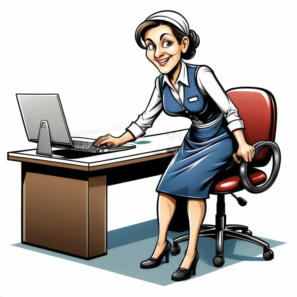 Experienced Female Hotel Manager in Cartoon Style Leading with Authority