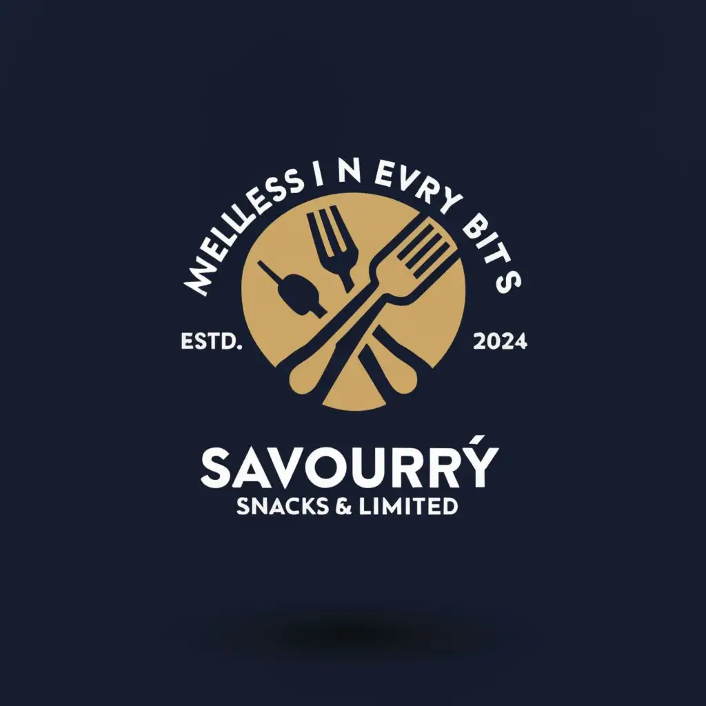 a logo design,with the text "Savoury Snacks & Foods Limited established in 2024", main symbol:Blue or Dark Blue Background
keep slogan as: "Wellness In Every Bite"
,Moderate,clear background