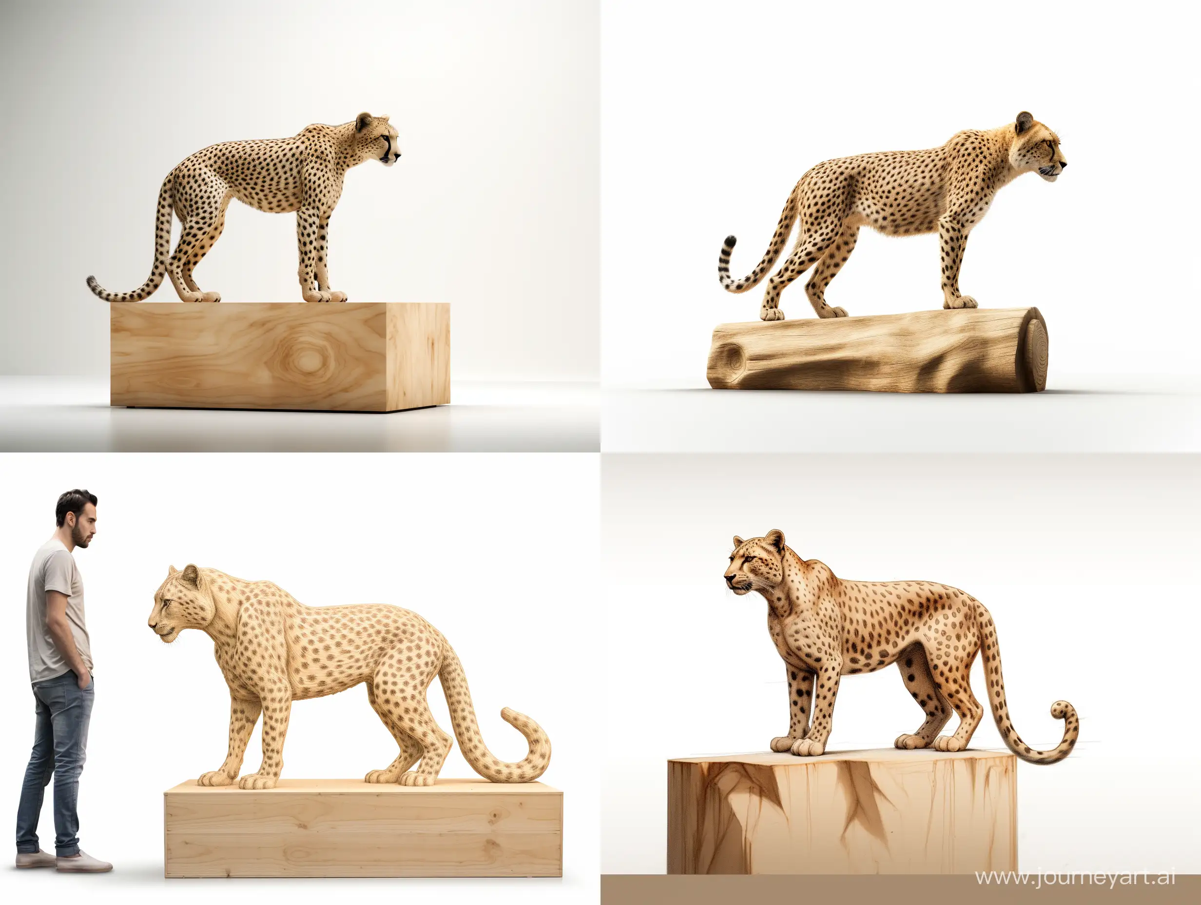 Majestic-3D-Wooden-Cheetah-Sculpture-in-Battle-Stance-on-a-Cube