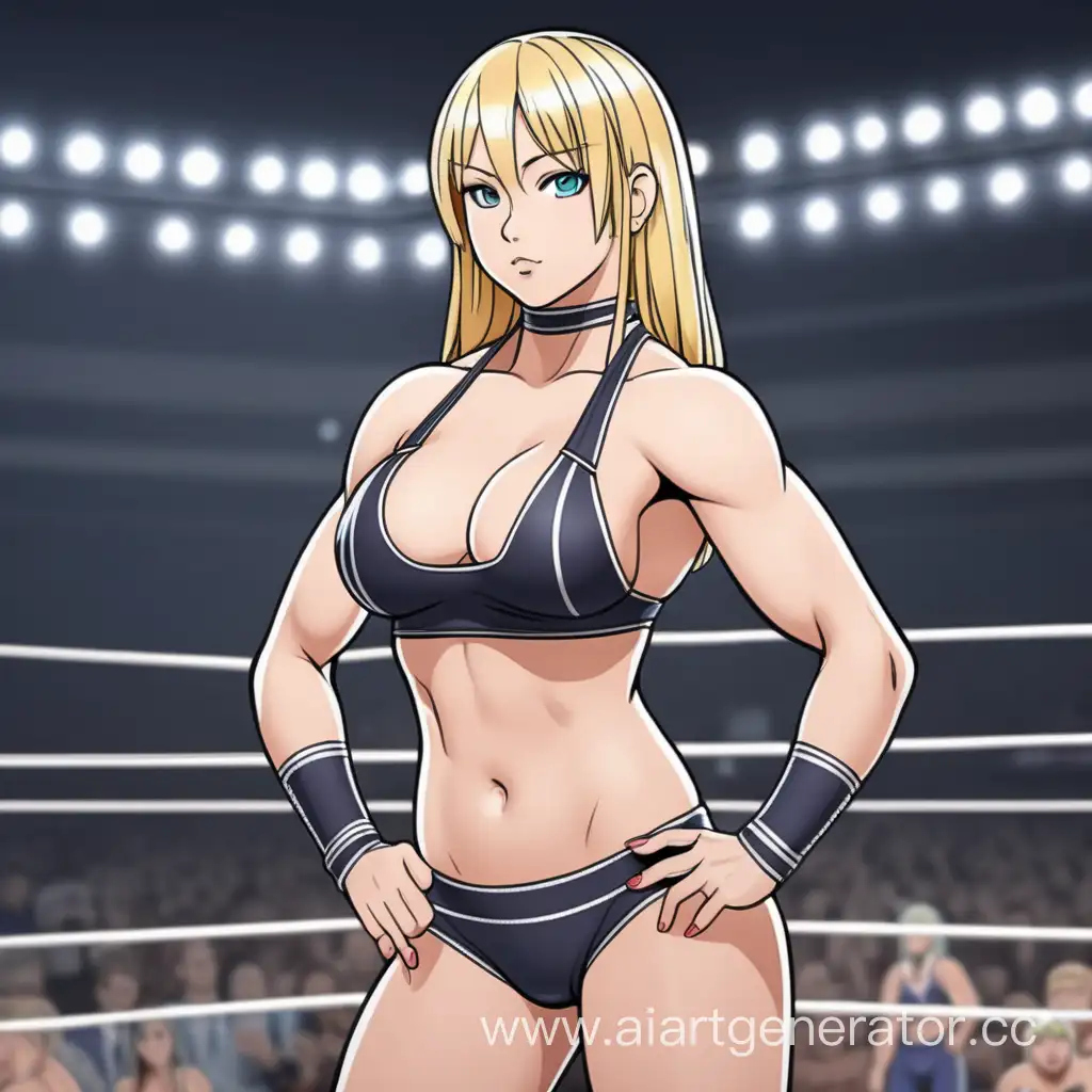 sexy female wrestler in anime style