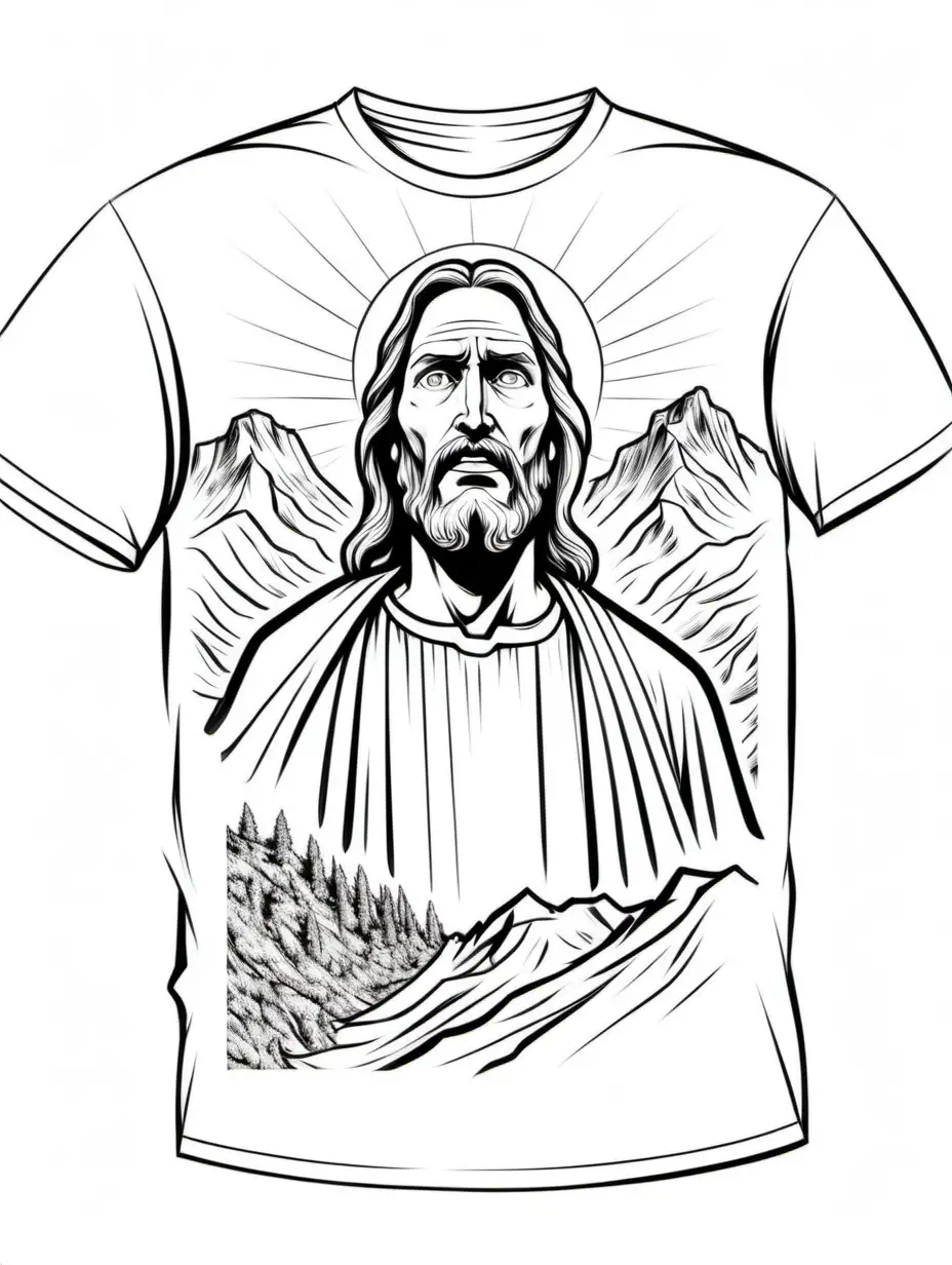 Mount-Jesus-Lineart-Shirt-Template-Comic-Art-Drawing-on-White-Background
