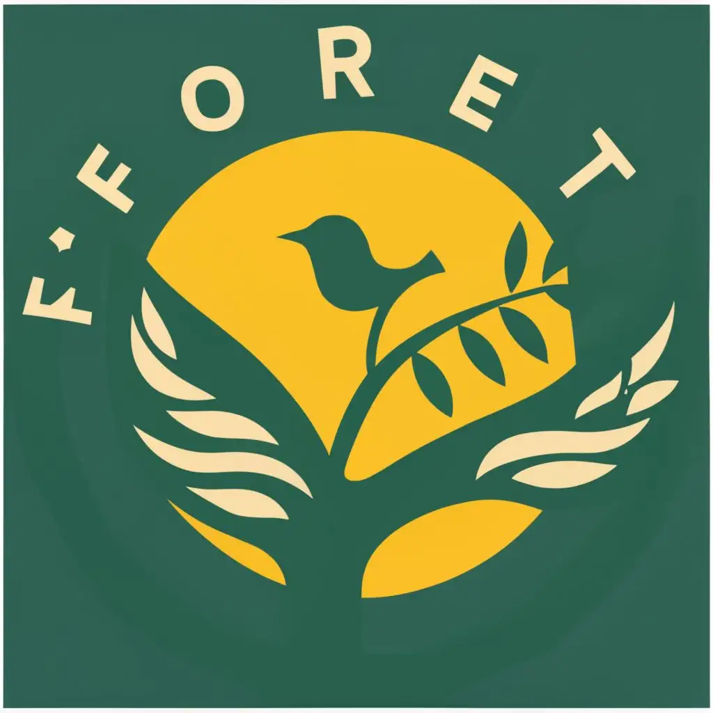 logo, Leaf, support, tree, bird, with the text "Forest", typography