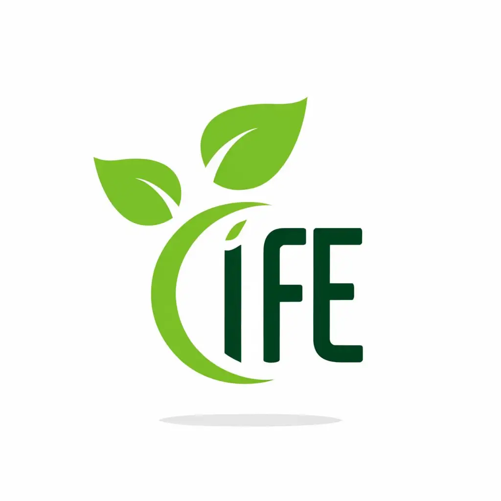 a logo design,with the text "Life", main symbol:Green leaf,Moderate,clear background