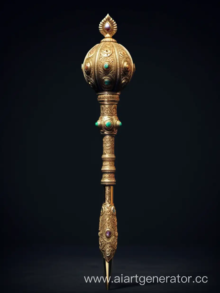 Golden-Mace-with-Intricate-Indian-Inlay-Design