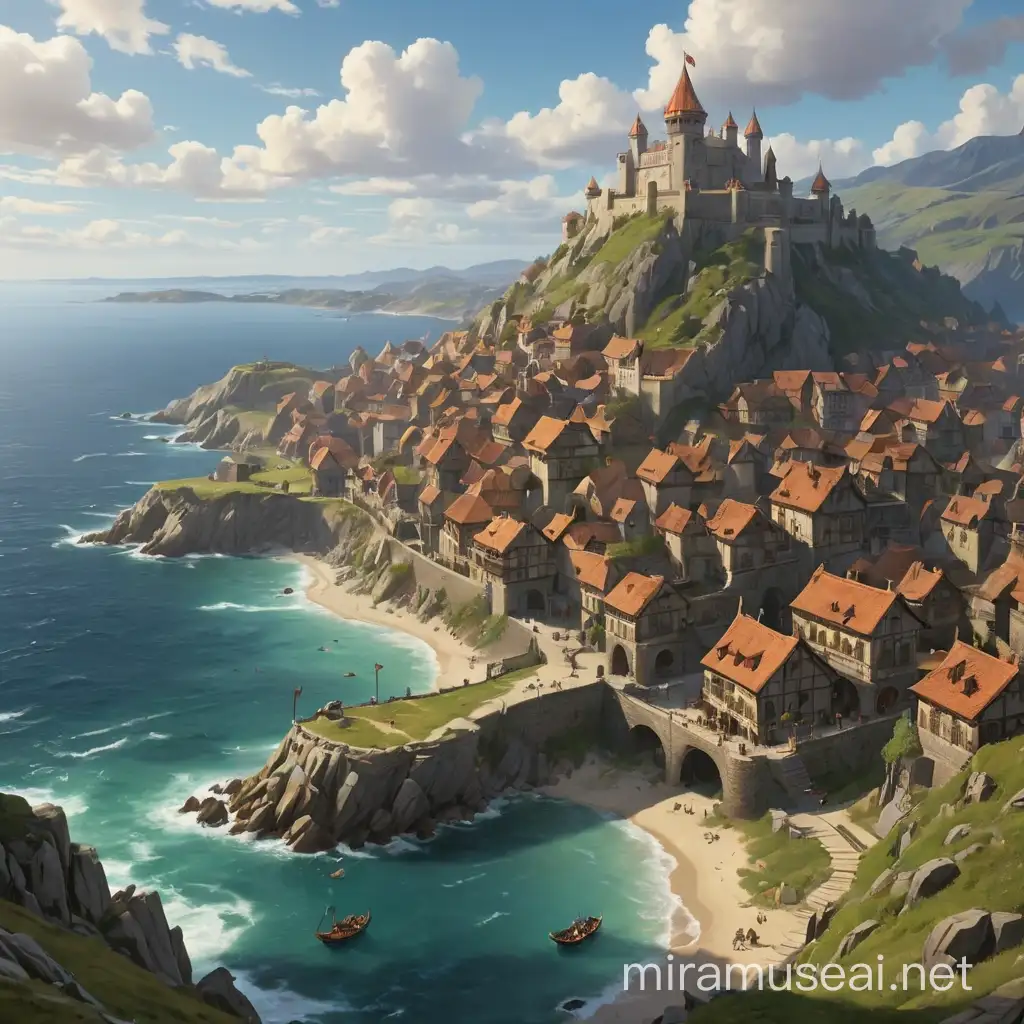 Fantasy Cityscape Dungeons and Dragons Adventure on Coastal Hilltop