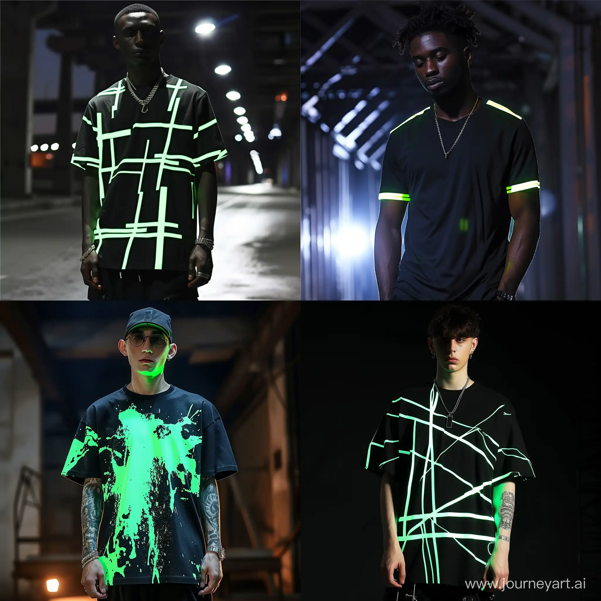  Tshirt Glow In The Dark Men Streetwear Reflective T Shirt Product Photos