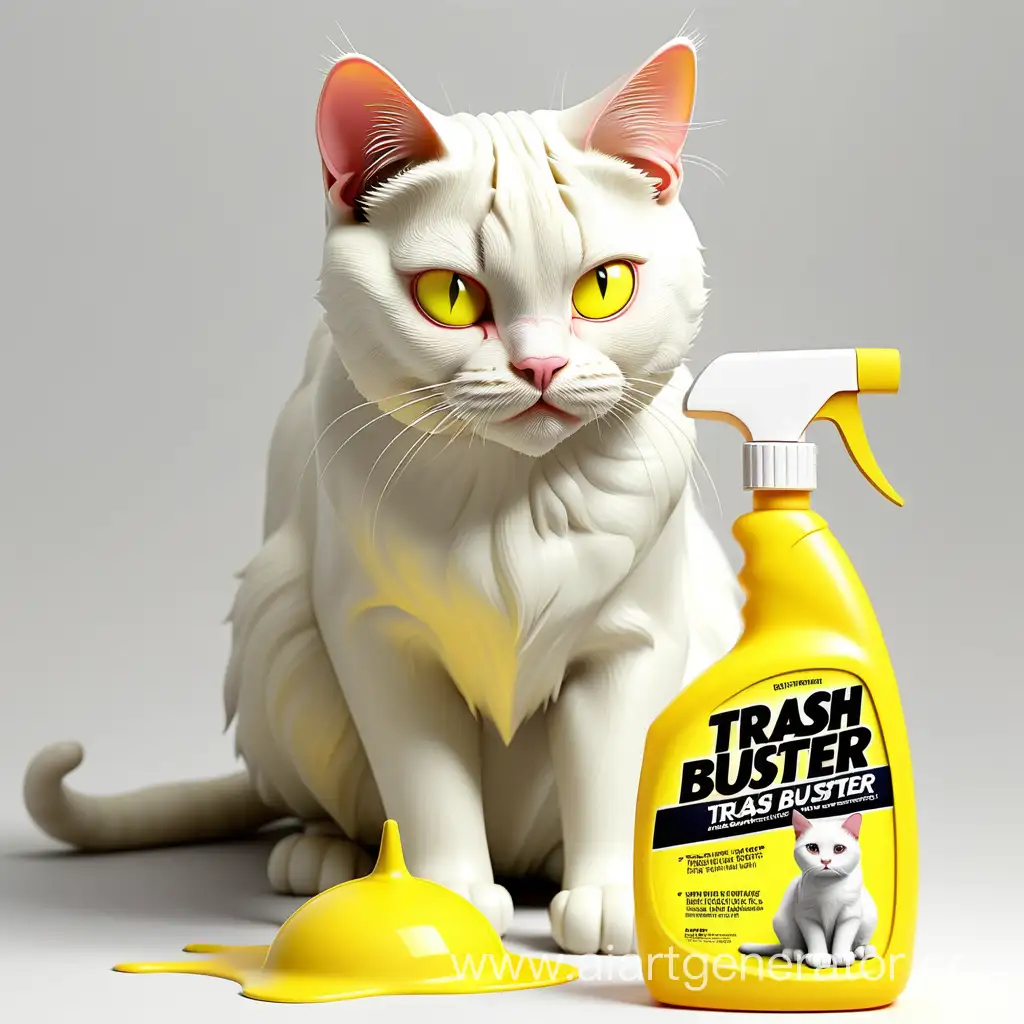 Trash Buster средства против  кошачьего запаха бутылка желтая жидкость желтая Триггер белый
белый  кот 