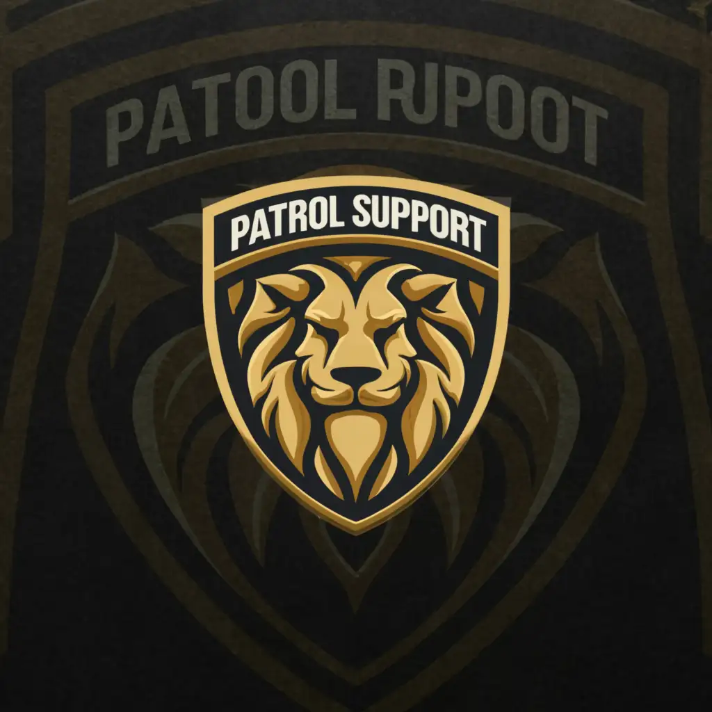 a logo design,with the text "PATROL SUPPORT UNIT", main symbol:A bulgarian police badge with a lion inside and the name around the edges,Moderate,clear background
