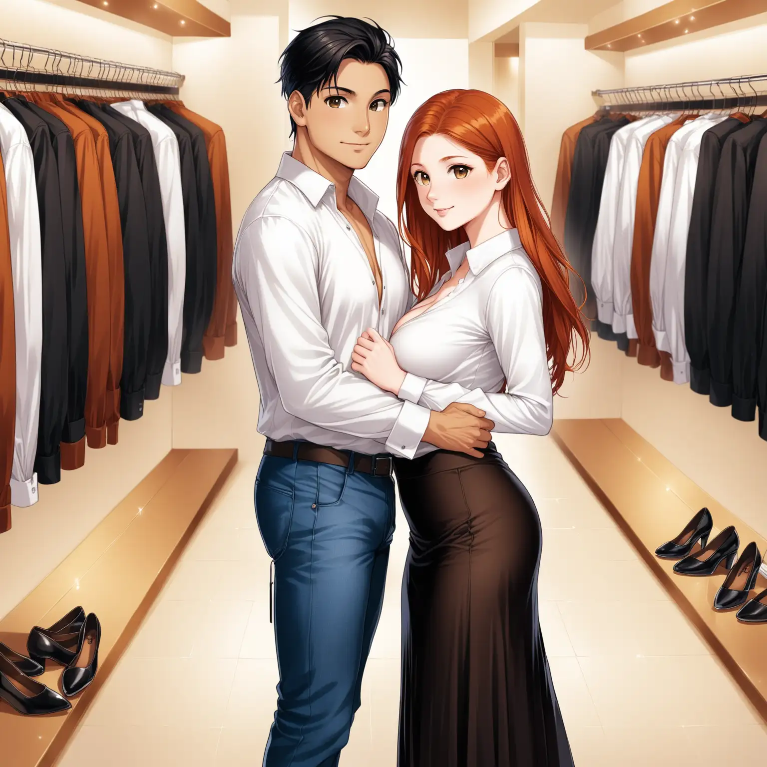 Affectionate Couple Shopping for Fashion Stylish Encounter in a Clothing Store