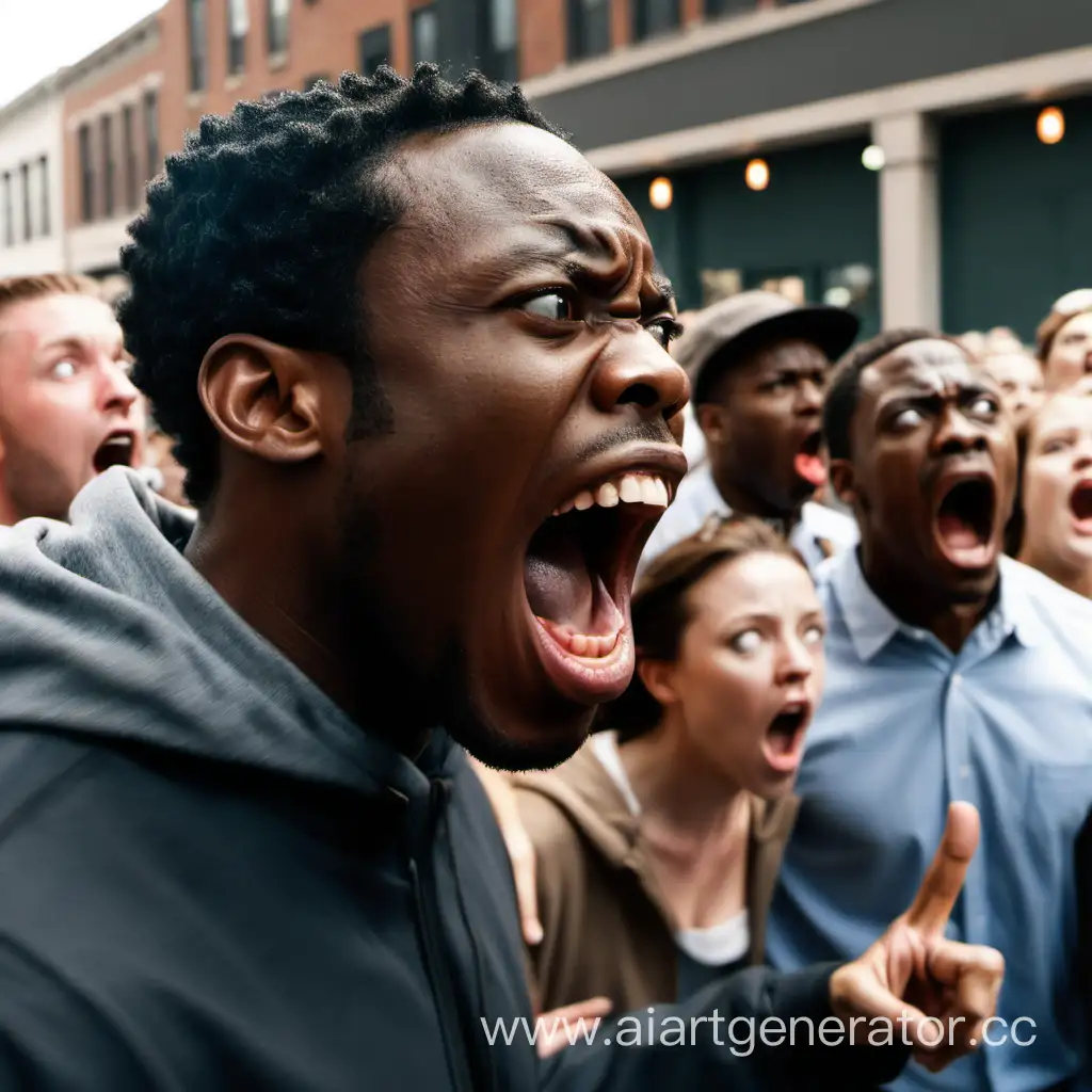 Assertive-Black-Man-Commands-Attention-of-Surprised-Crowd