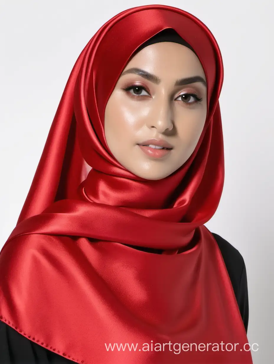 Red satin hijab