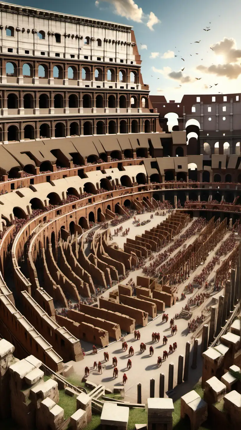 Ancient Romans Constructing the Majestic Colosseum