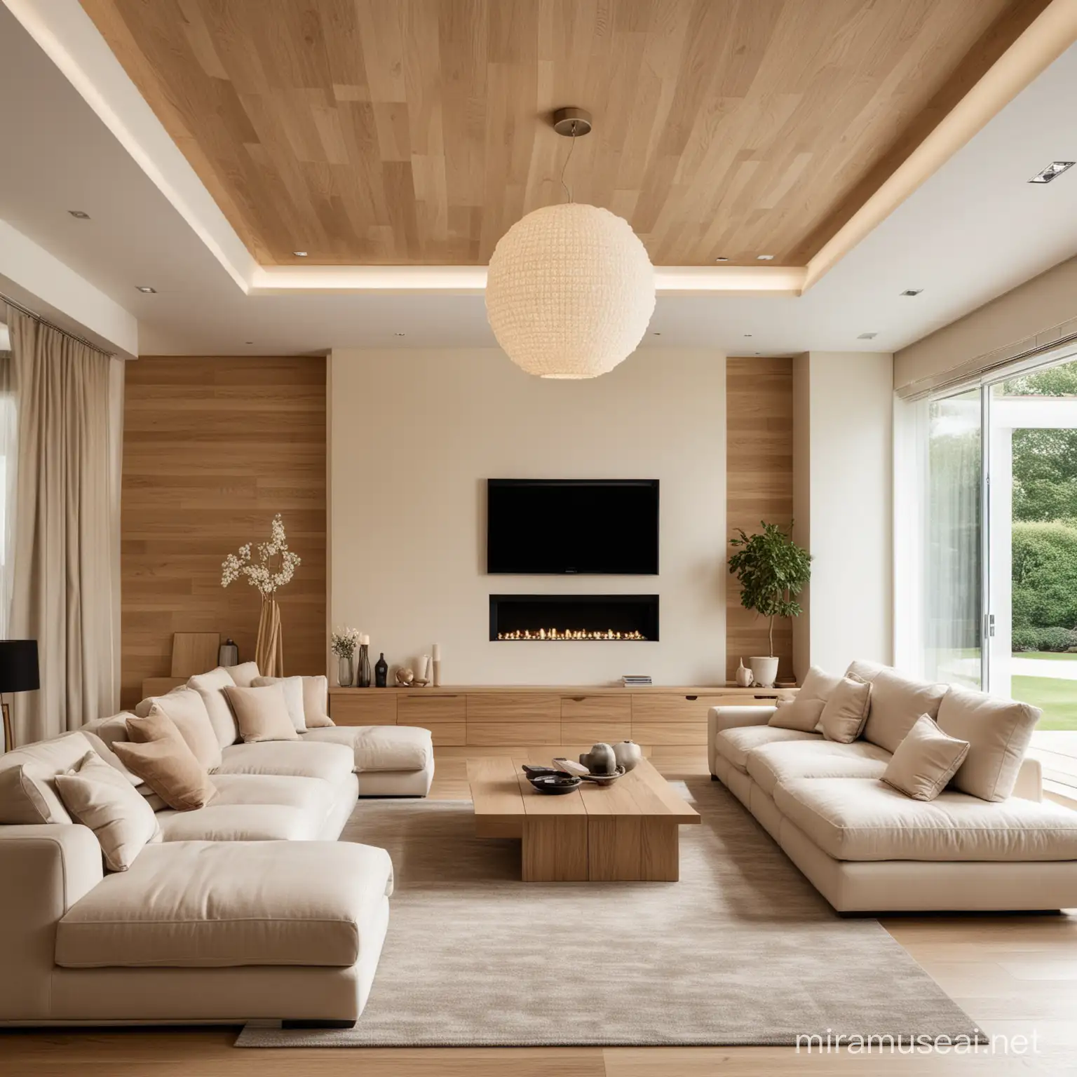 Contemporary Living Room with Stylish Lighting and Cozy Furnishings