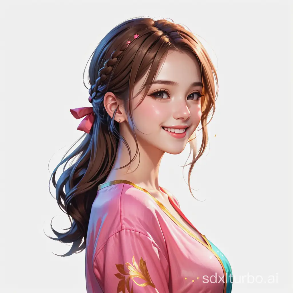 Transparent background, game beauty, side profile, smile