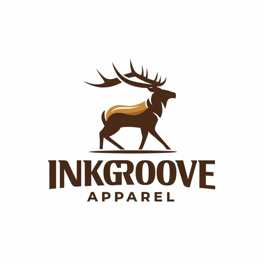 a logo design,with the text "InkGroove Apparel", main symbol:elk walking ,Moderate,clear background