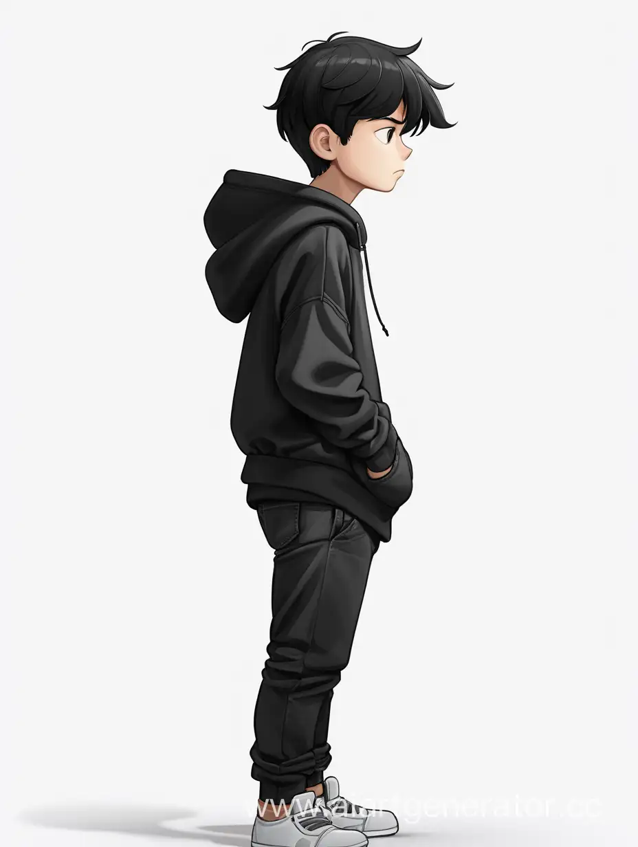 Fatigued-BlackHaired-Boy-in-Stylish-Black-Hoodie
