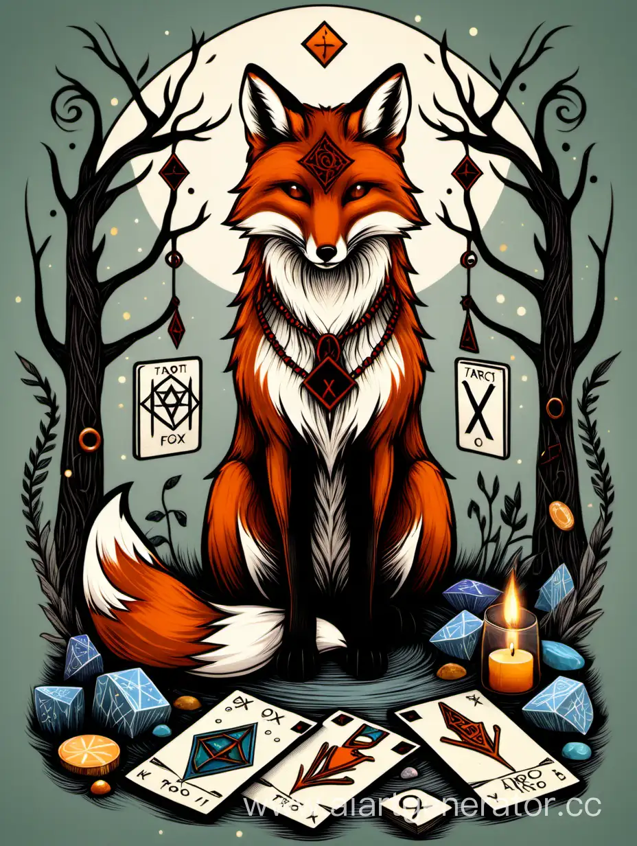 Mystical-Fox-with-Tarot-Cards-and-Runes