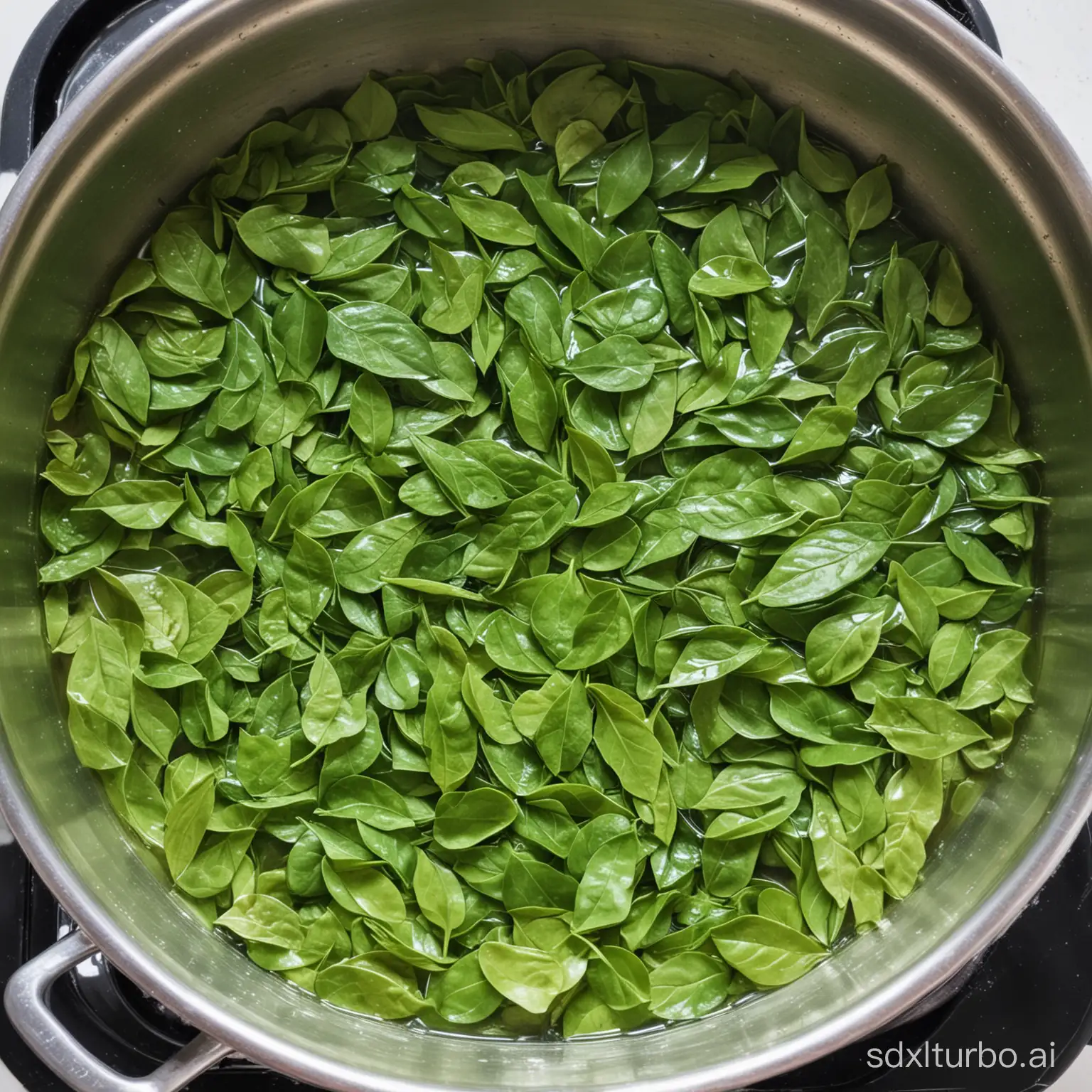 leaves paste boiling in water