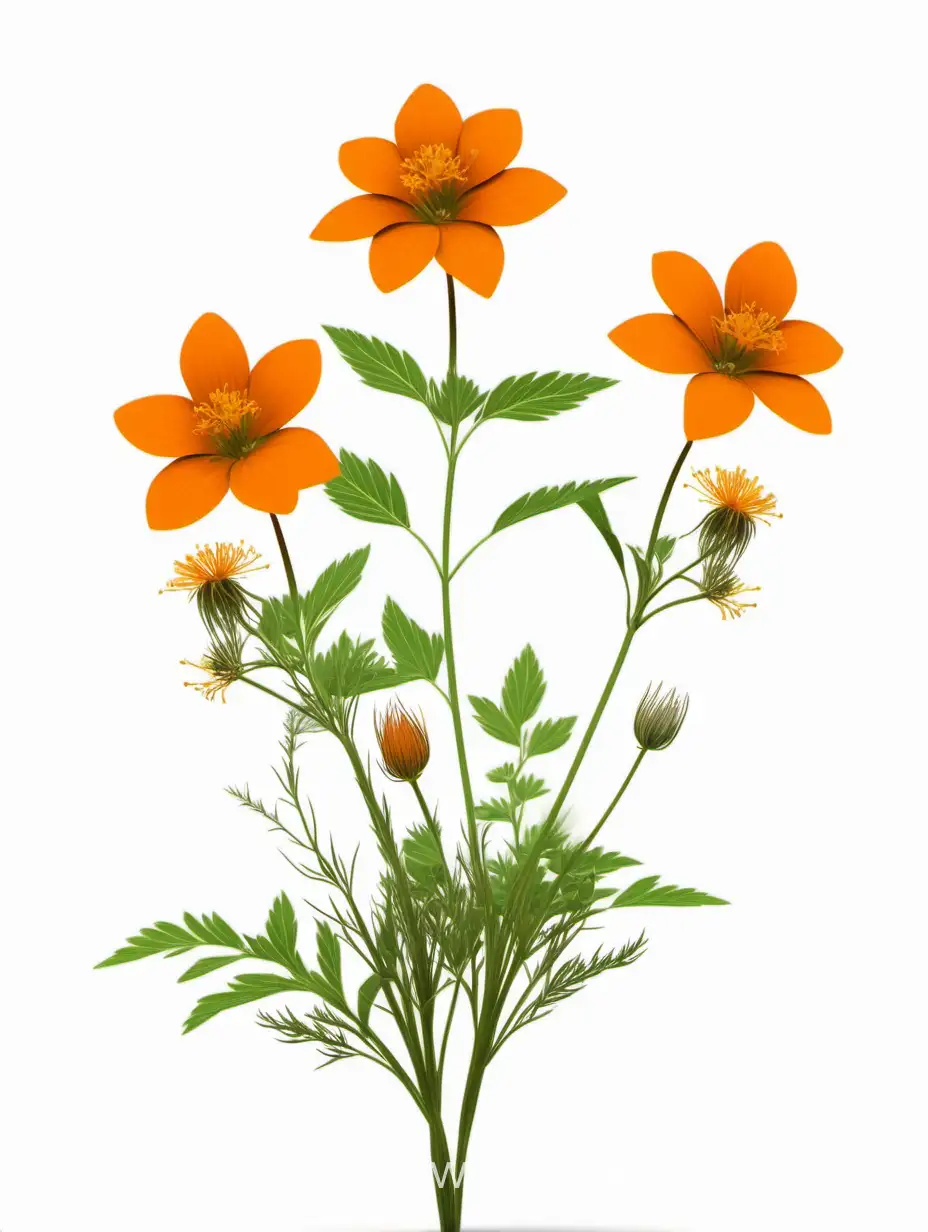 Elegant-Dar-Orange-Wildflower-Trio-4K-Botanical-Lines-Art-with-Unique-Floral-Cluster