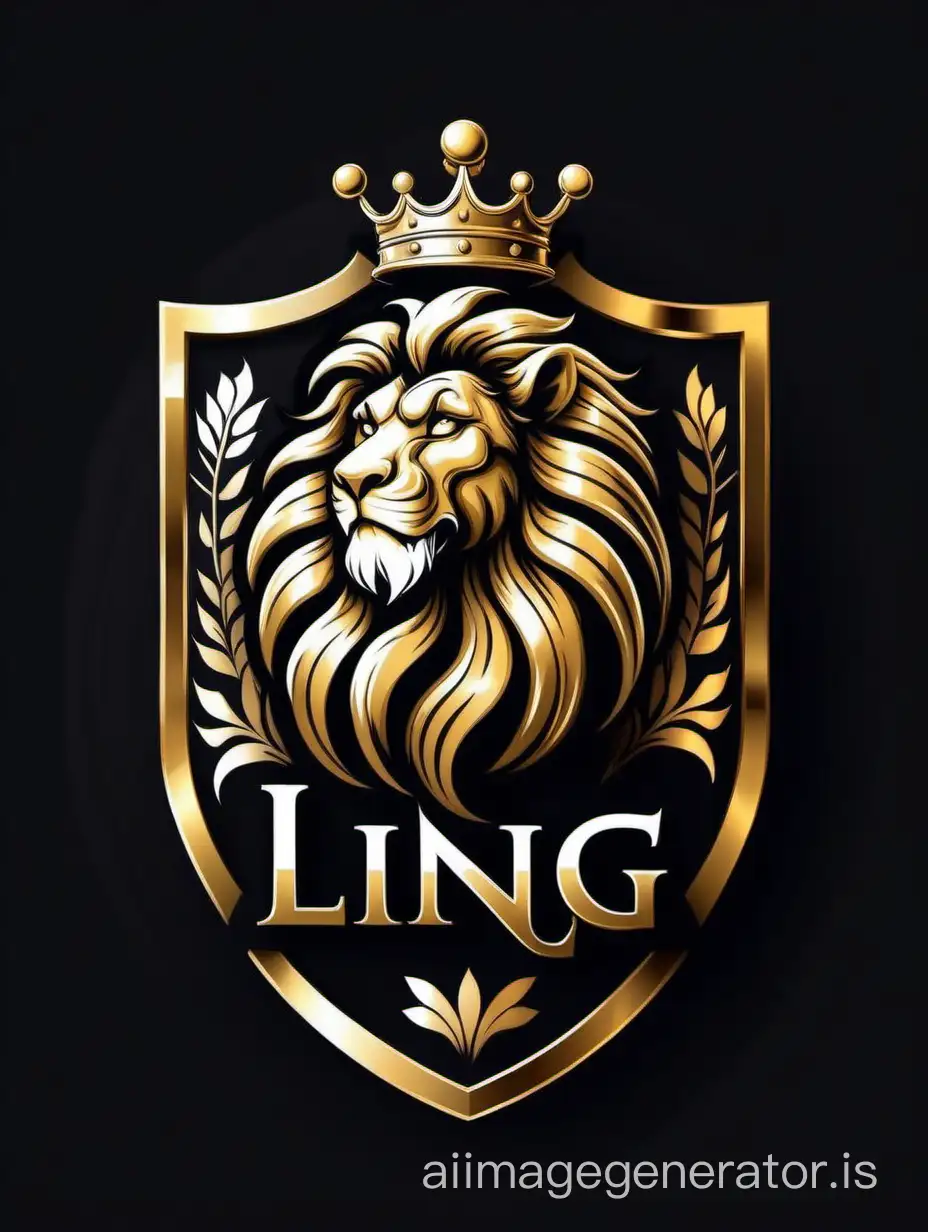 logo three lions gold white and black, mane, roar, lion king, fantasy realism, vector graphic black gold coat of arms logo design