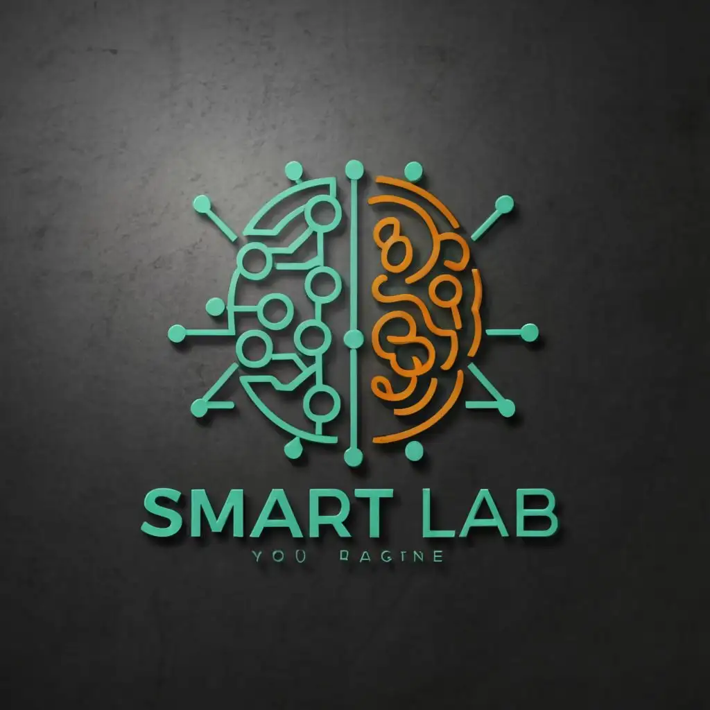 a logo design,with the text "SMART LAB", main symbol:Brain with electric circuit, be used in Technology industry, one color: orange.