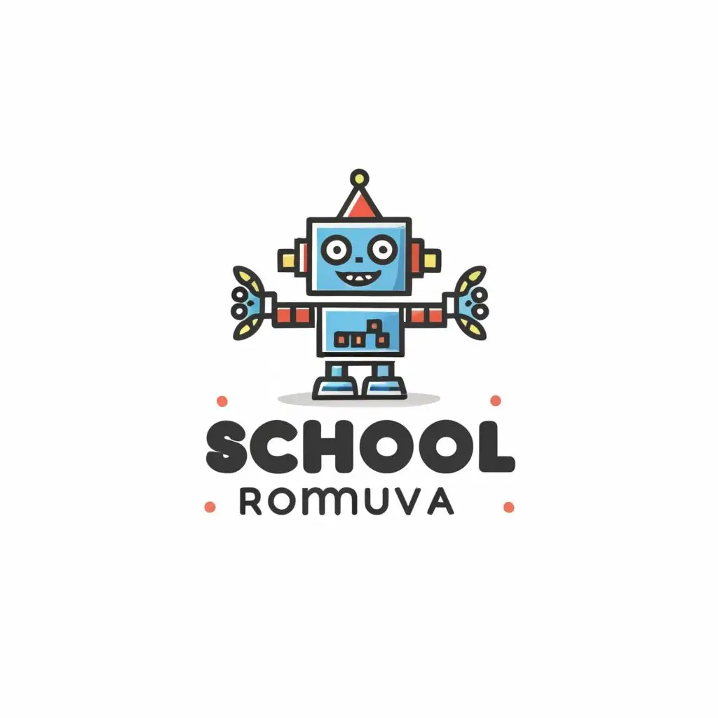 logo, robot, with the text "School Romuva", typography, be used in Education industry