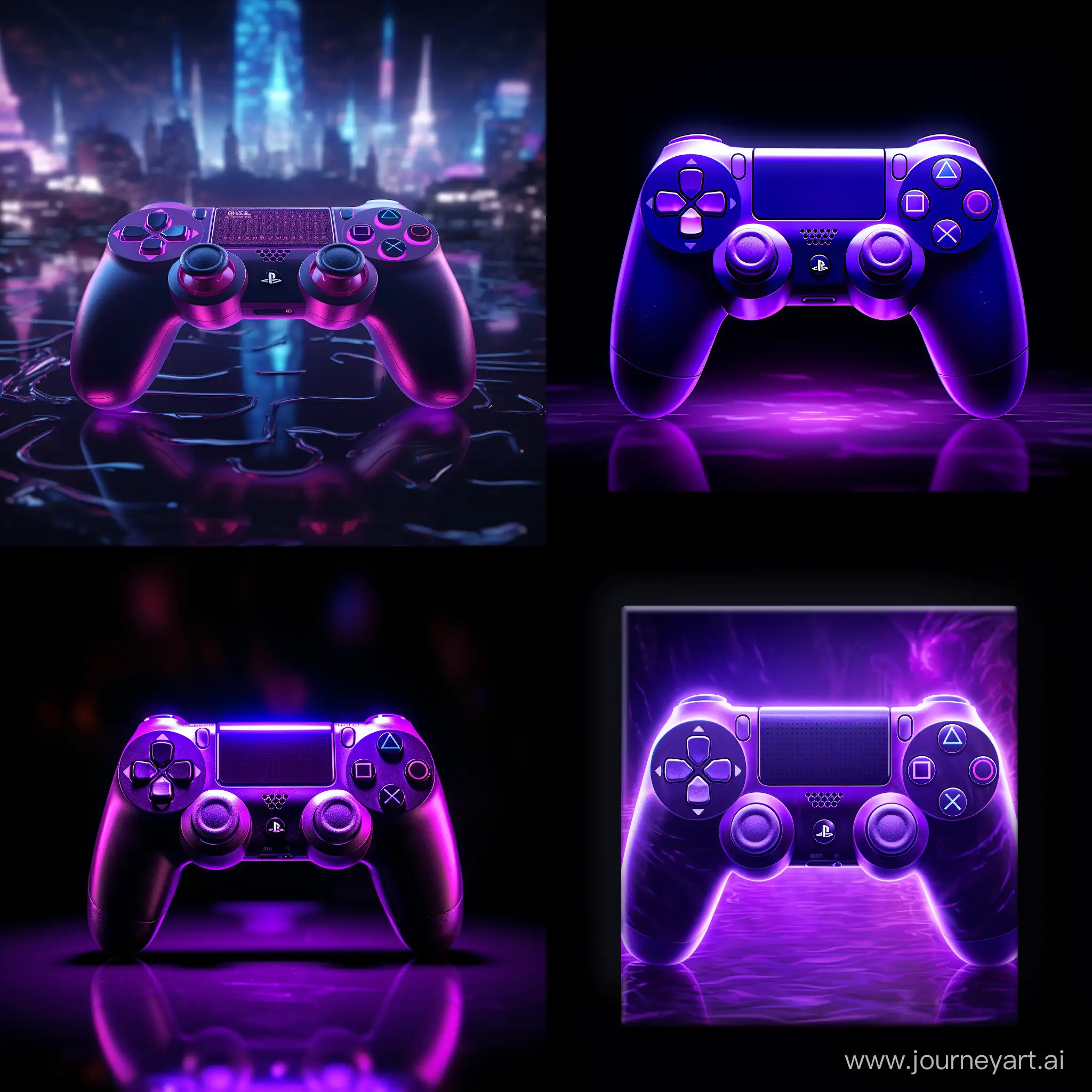 Glowing-Purple-PlayStation-Controller-in-Night-Ambiance