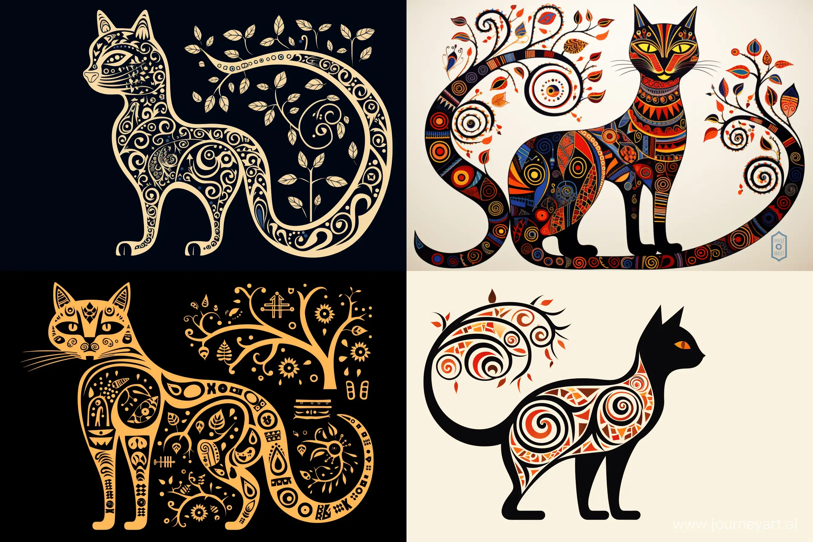 Tribal-Cat-Tree-Art-with-Patterns-and-Motifs