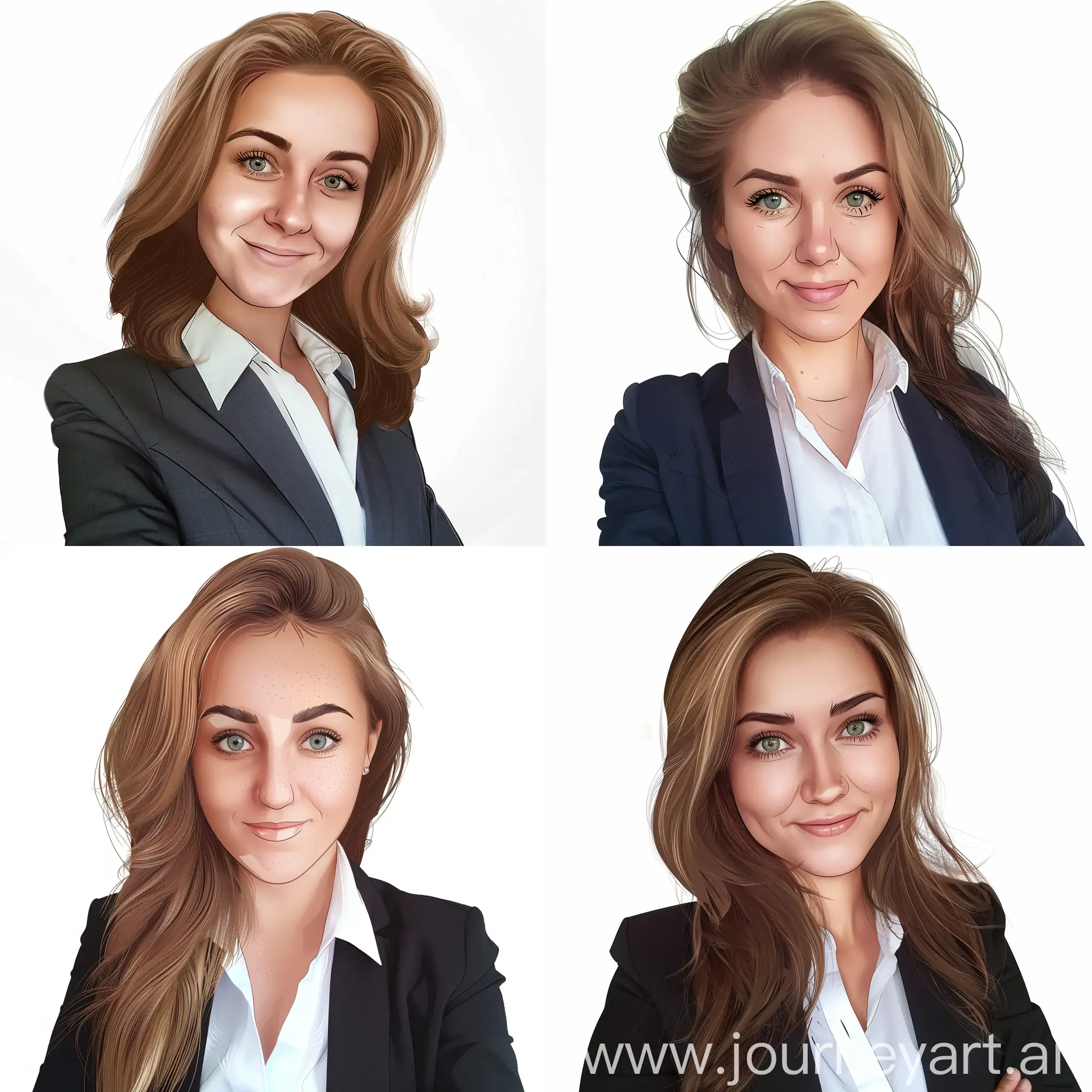 Cartoon-Realistic-Style-Joyful-Businesswoman-with-Full-Face-Portrait