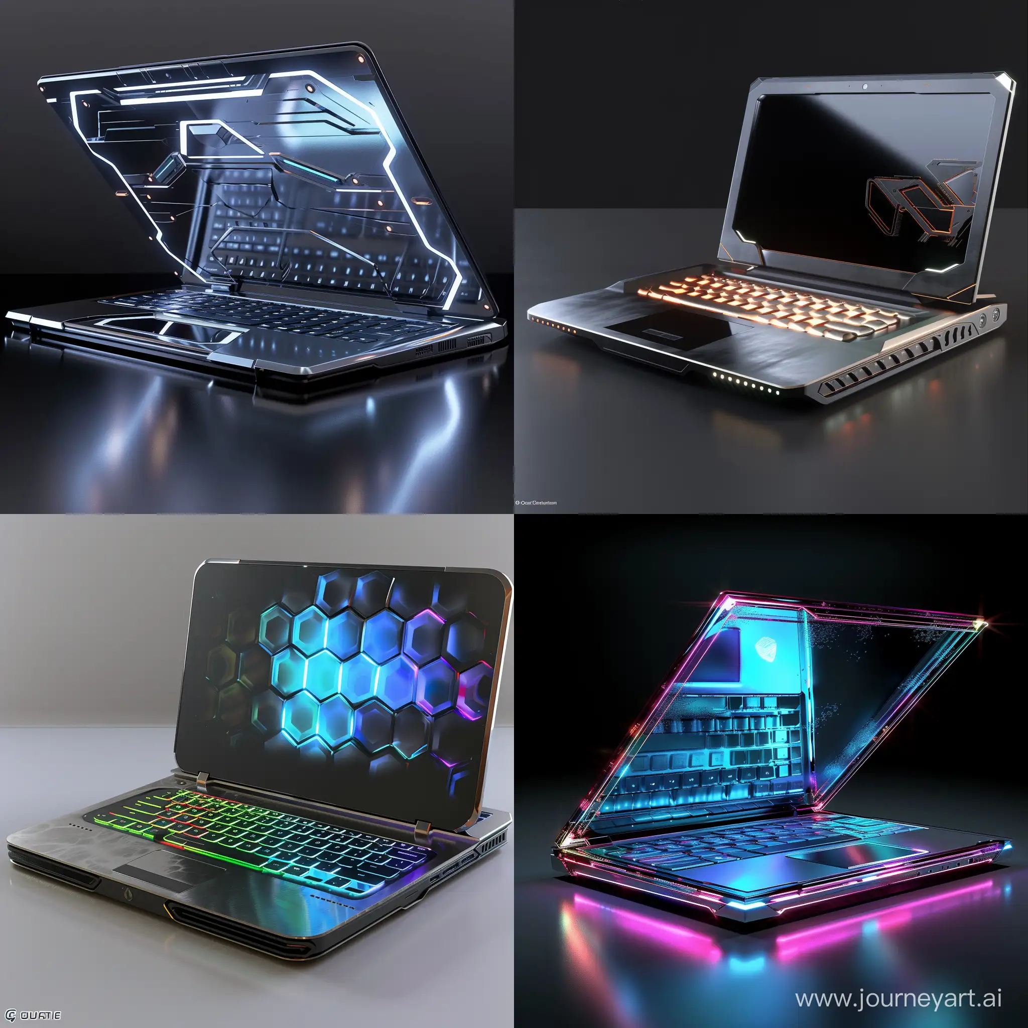 Futuristic laptop, composite metals, octane render