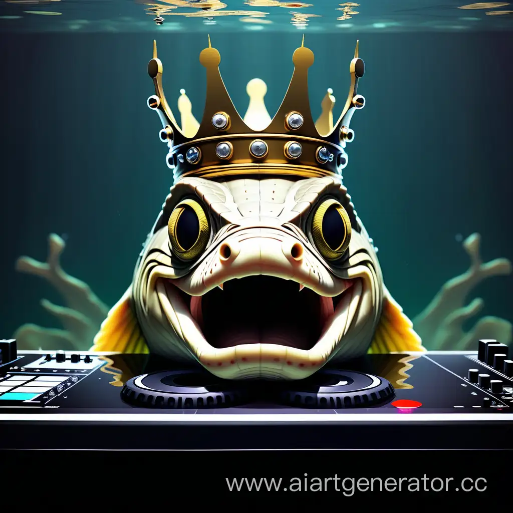 Majestic-Pike-in-Water-with-Crown-Behind-DJ-Console