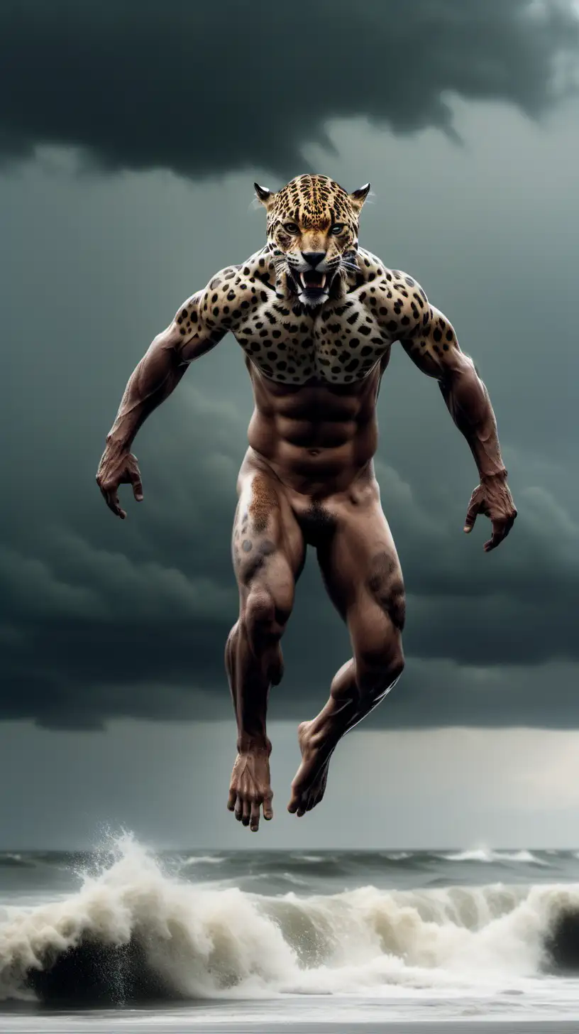 Majestic Full Body Naked Jaguar Man Artwork