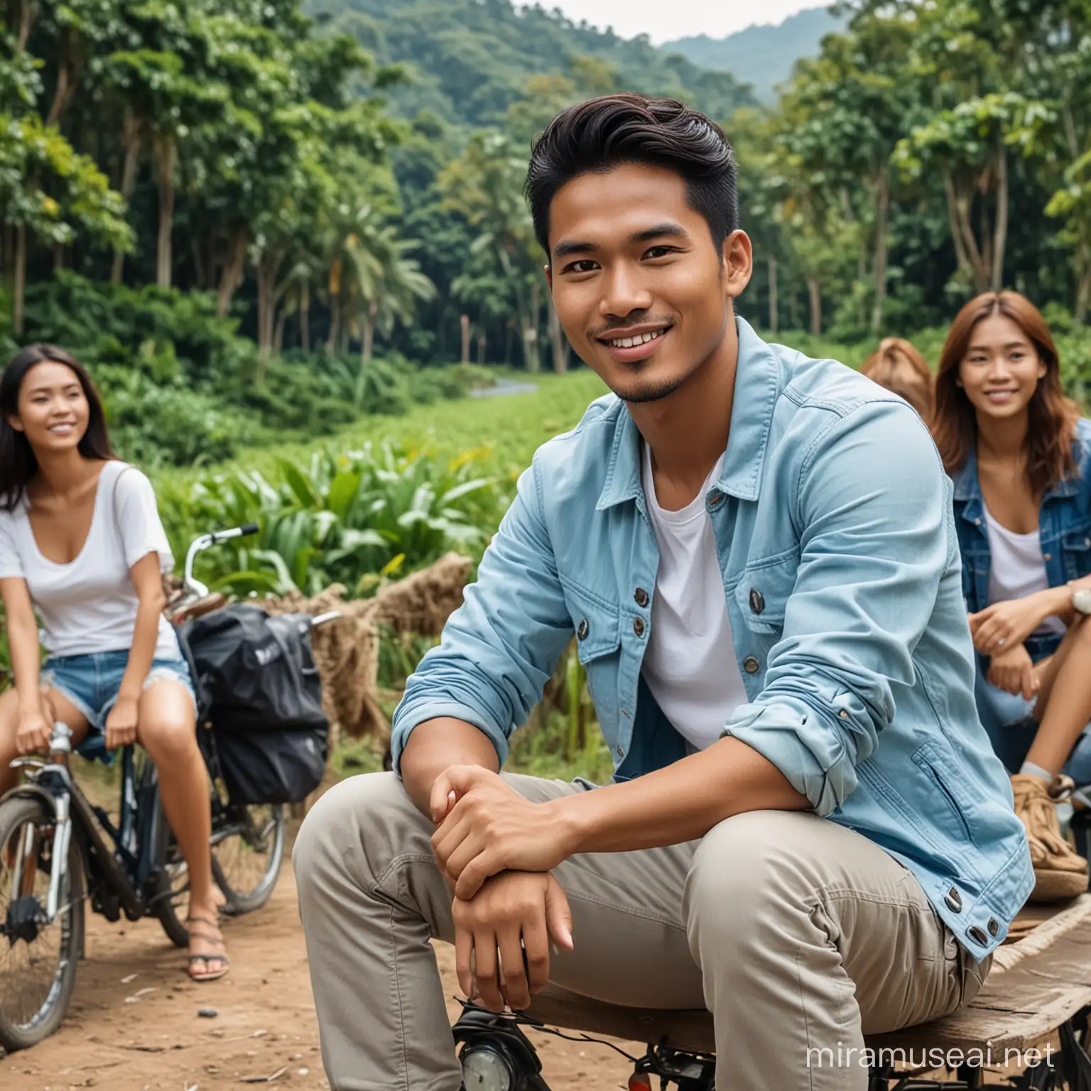 Young Indonesian Man Seeking Sustainable Travel Experiences with Beautiful Companions