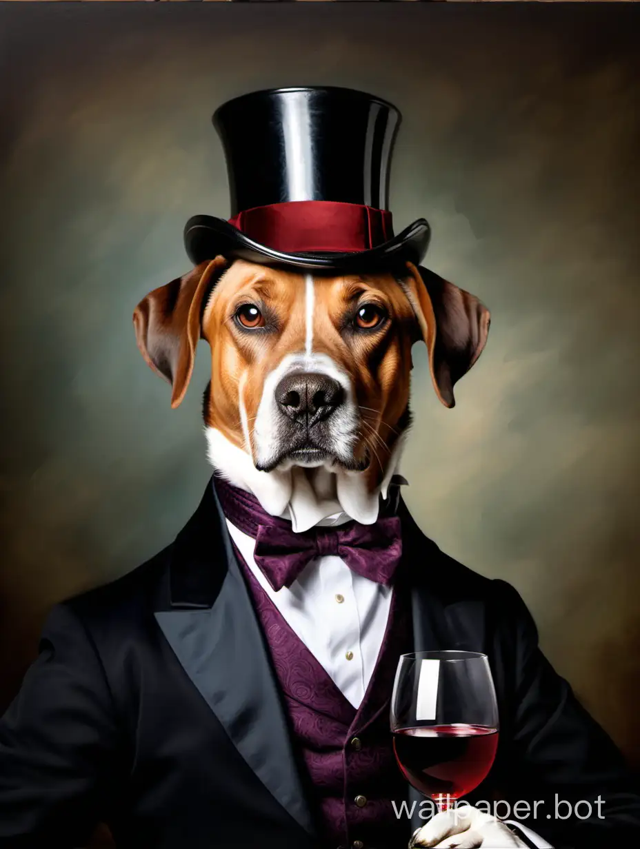 Изготовленный на заказ портрет собаки-джентльмена, портрет собаки, пьющей вино, подарок джентльмена, портрет королевского джентльмена, персонализированный портрет