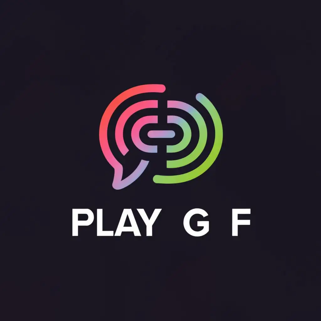 a logo design,with the text "PLAYGF", main symbol:chat,complex,clear background
