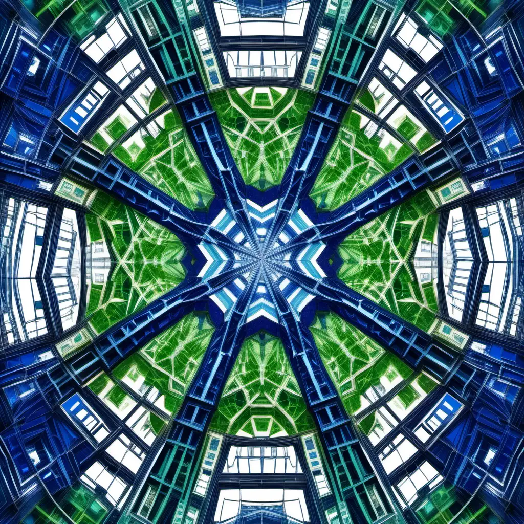 Kaleidoscopic Visions of New York Mesmerizing Green and Blue Patterns